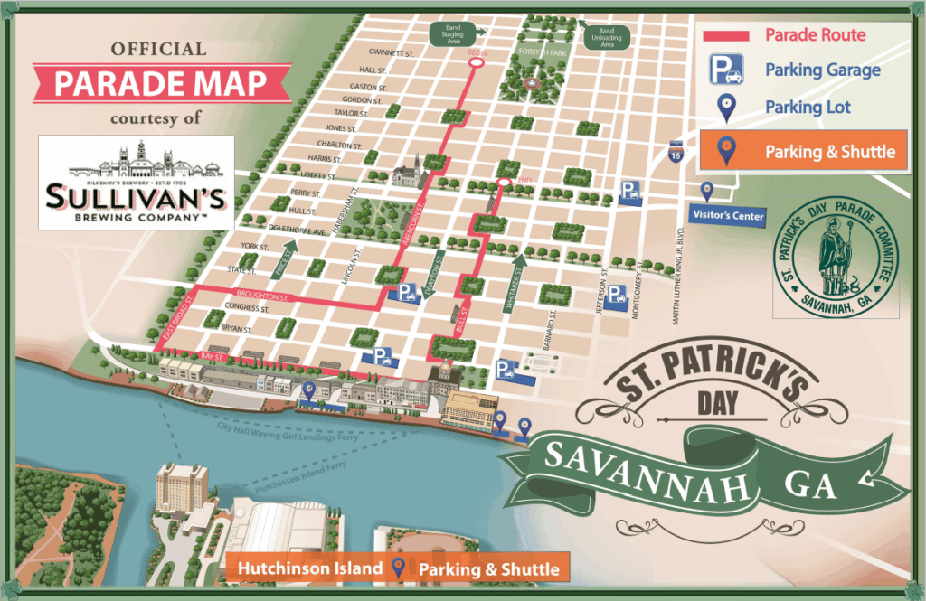 2026 Savannah St. Patrick's Day Parade Map