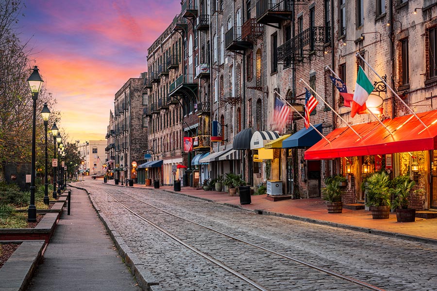 Savannah Historic District at sunrise